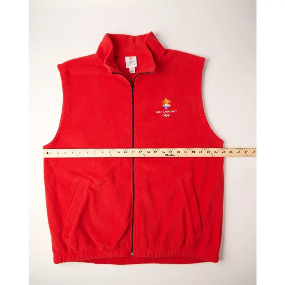 Vintage Salt Lake 2002 Olympics Full Zip Fleece Vest Men's XL Red Mock Neck NWT - Picture 4 of 10
